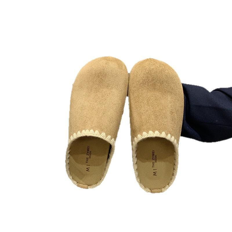 Retro woven Boken half slippers 2025 early autumn new lace thick bottom lazy feeling increased lazy bag head drag