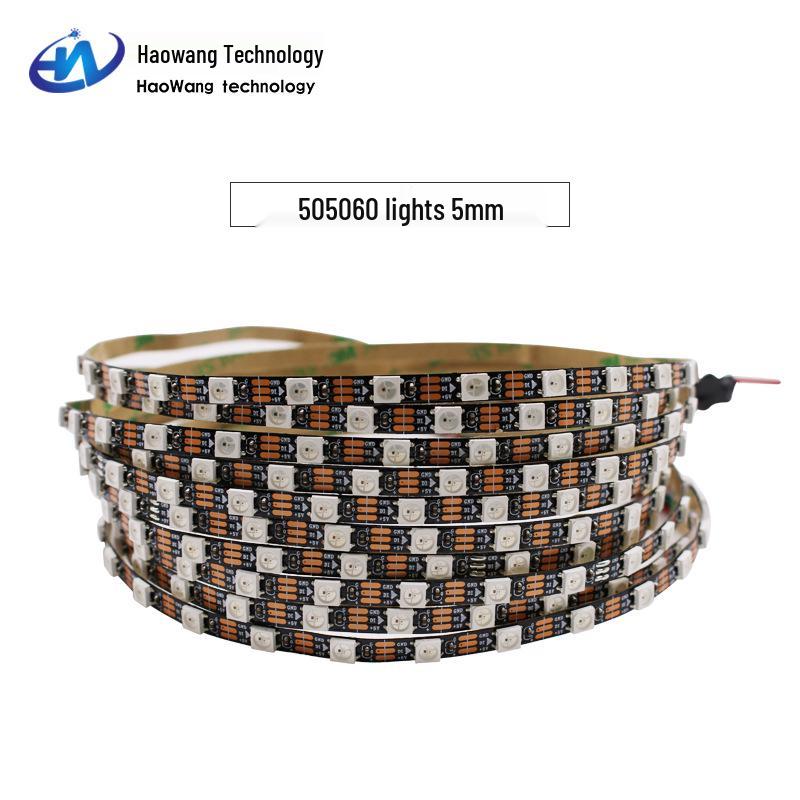 WS2812B 5mm Flexible Dream Color LED-Streifen, 5050 Chip, Eingebauter IC, 5V Einzelsteuerung.