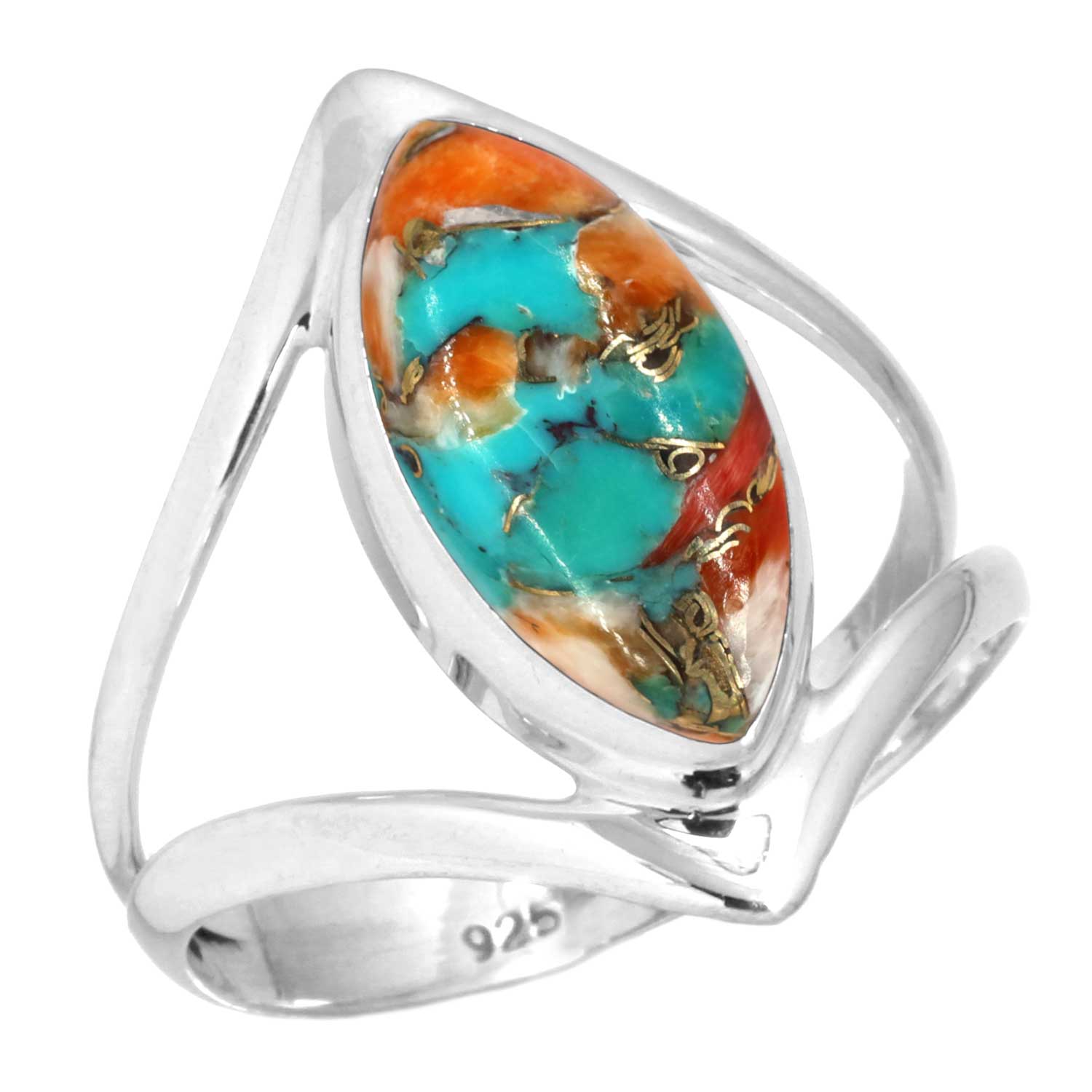 

Кільце зі срібла 925 проби Жіноче з дорогоцінним камінням Ручна робота Ювелірні вироби Подарунок на День матері Мукаїт Монтанський агат Моховий агат Спіні Ойстер Родоніт Око Шиви Вінтаж 11.5