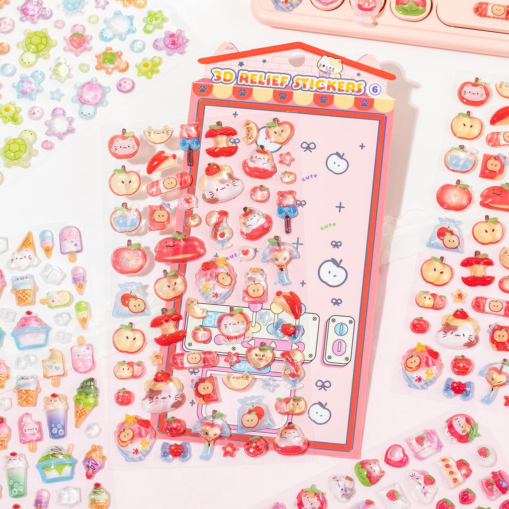1 PC Sweet Candy Party Kawaii 3D Relief Dropping Adhesive Stickers Creative Decoration DIY Handmade Cute Stationery Stickers