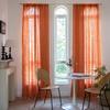 Curtain Finished Orange Multi-Striped Lines Contrasting Color Kitchen Curtain Semi-Blackout Floating Curtain