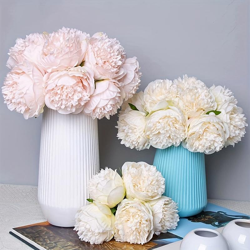 10pcs Artificial Flowers, 5 Heads Silk Flowers Fake Peony, Silk Flower Fake Hand-held Flower, Home Living Room Indoor and Outdoor Decoration