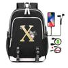 26 English Letters Black Backpack Cosplay Canvas Rucksack Children Kids Schoolbag Travel Bag Back To School Bookbag