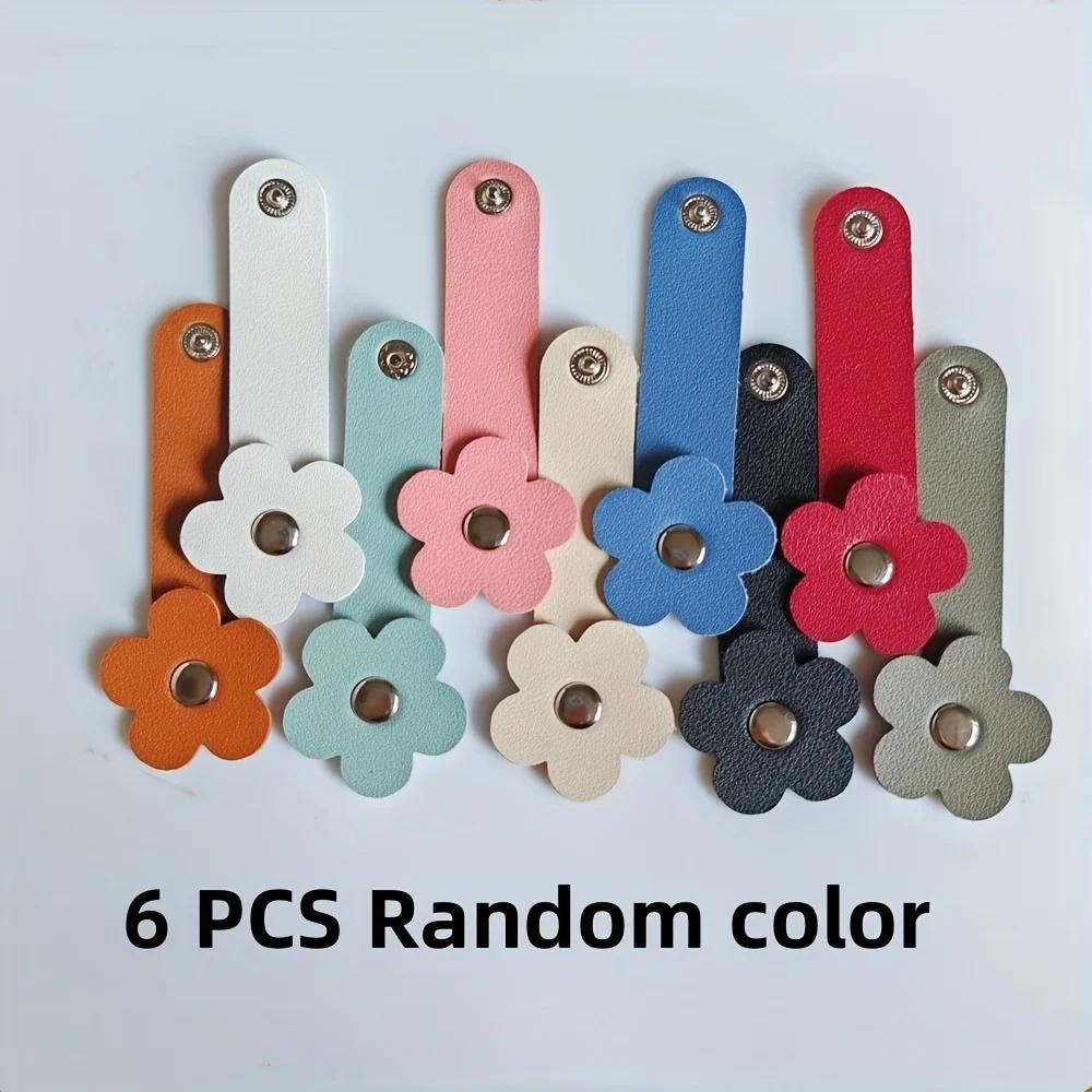6 Pack Flower-Shaped Cable Ties, Data & Earphone Cord Organizer Clips, Scarf & Tablecloth Decor, Mixed Color, Non-Washable