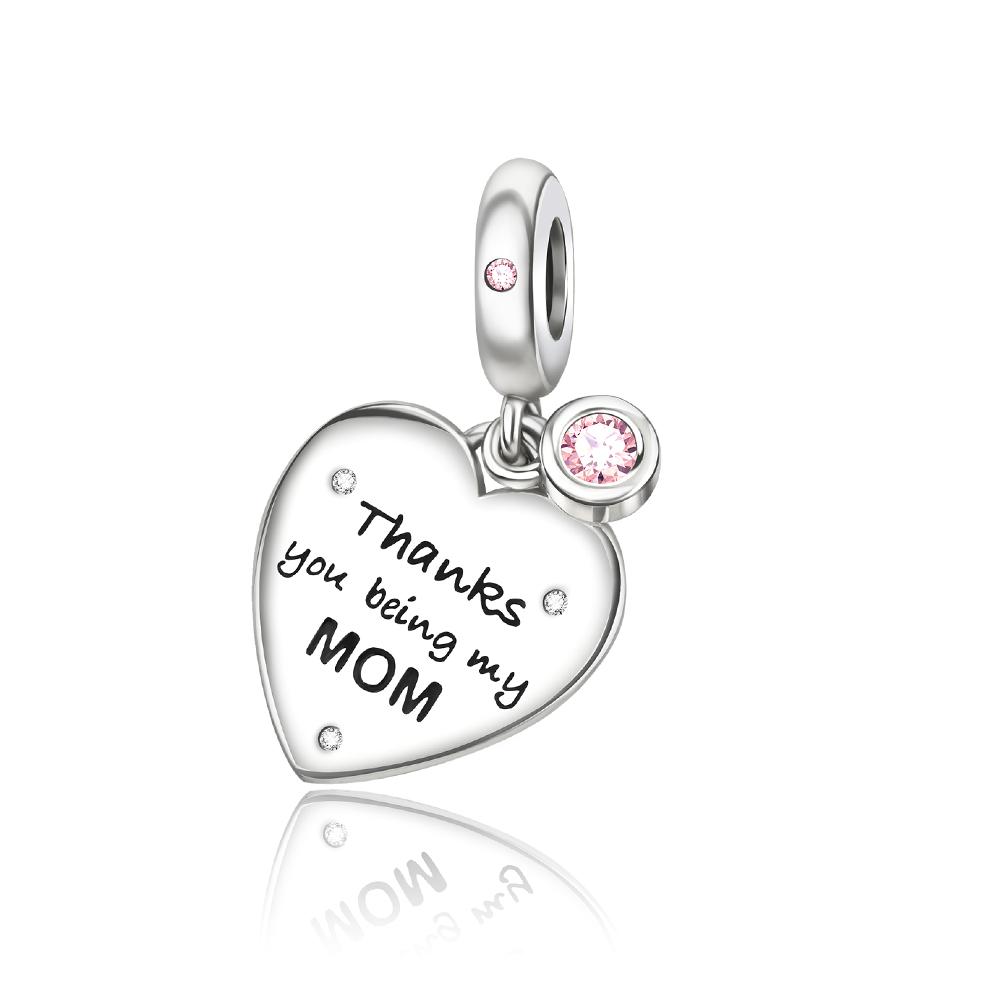 Trendy copper Mum Twotone Wrapped Heart Charm Compatible With Bracelets Delicate Necklaces Mother Exquisite Jewellery Gifts
