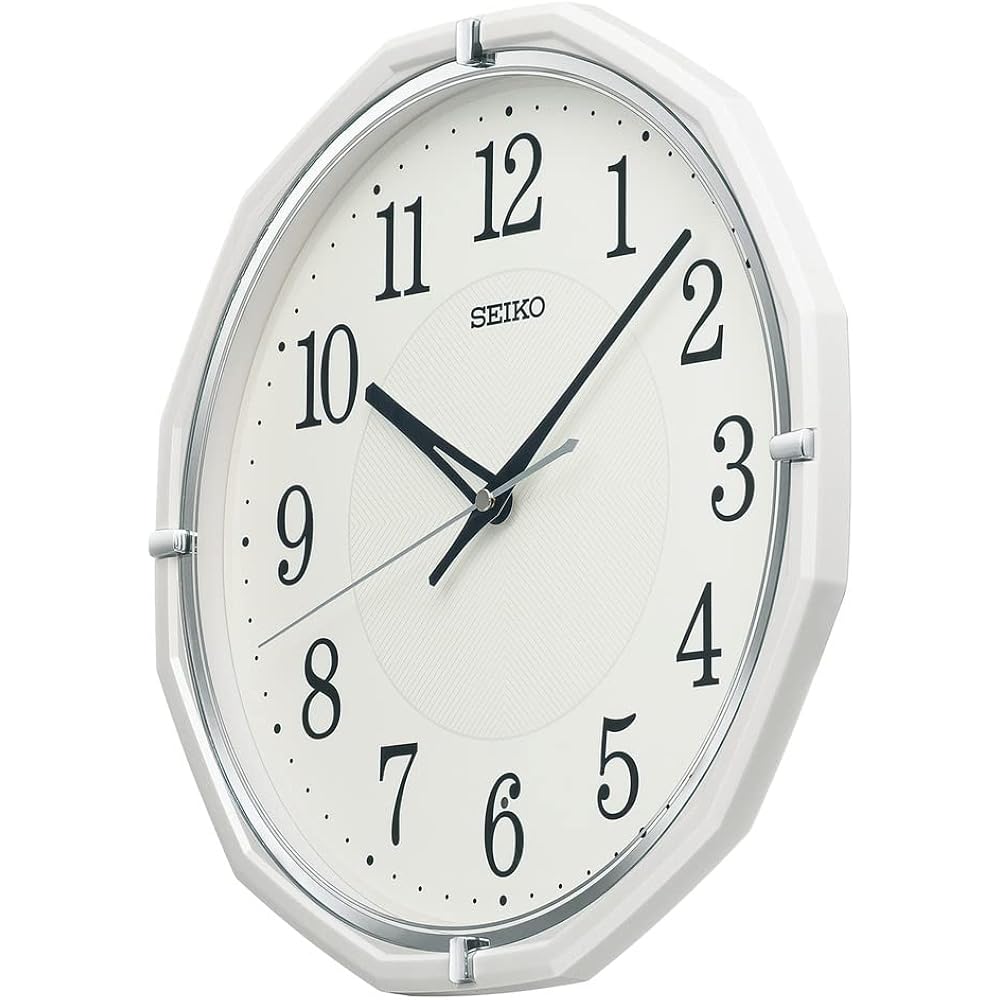 Seiko Clock Wall Clock, Radio-Controlled, Analog, White Pearl, 305×305×47mm, KX274W
