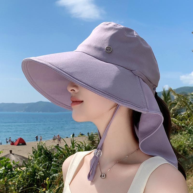Summer Wide Brim Fisherman Hat With Ponytail Hole For Outdoor Sun Protection
