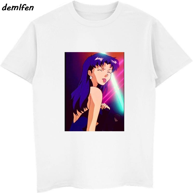2019 Unisex Short Sleeve T Shirt Sad Girl Retro Japanese Anime Vaporwave Funny Clothes Novelty Hip Hop Tees Tops Harajuku Tshirt