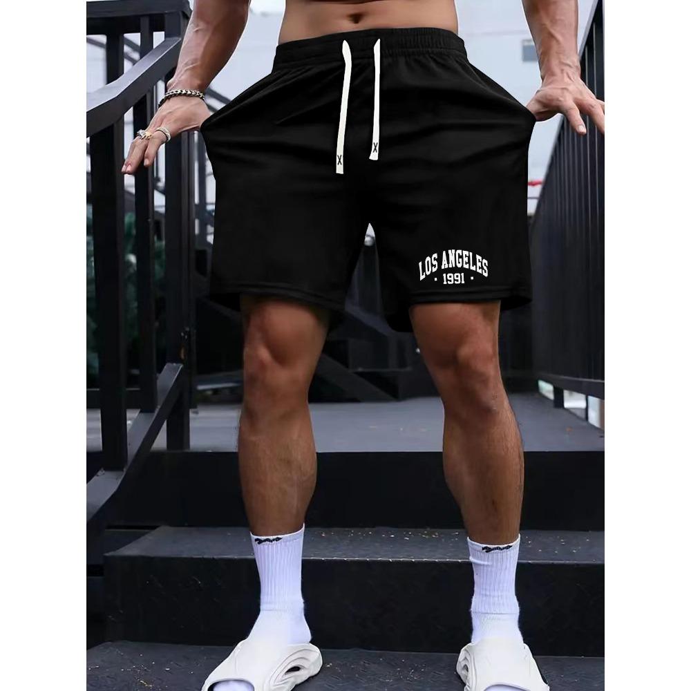 

Streetwear Hip Hop Printed Shorts Men Loose Fit Mid Waist Drawstring Casual Short Pants All Match Outfit M