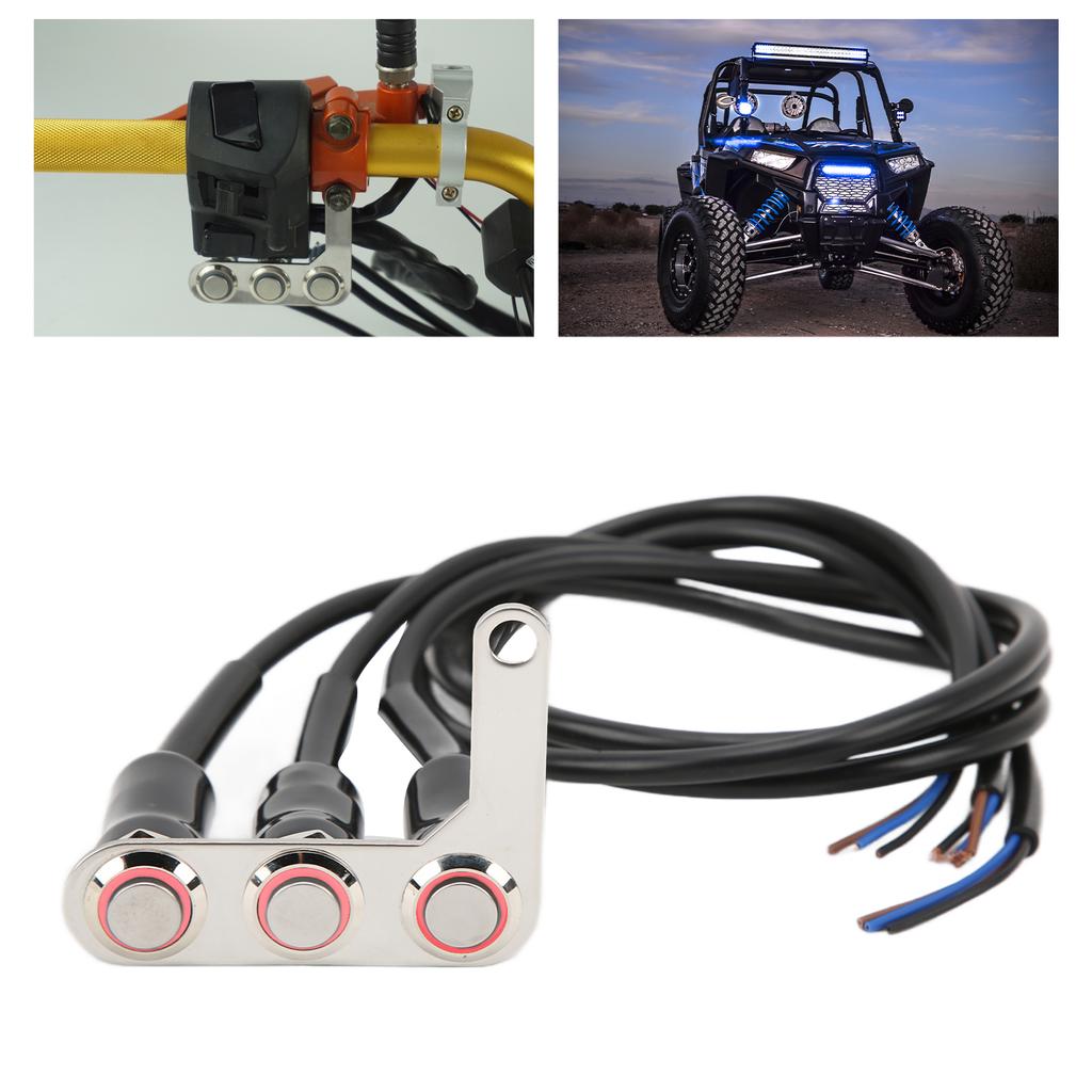 Motorcycle Handlebar Switch LED Stainless Steel Waterproof for Horn Headlight Spot LampLeft