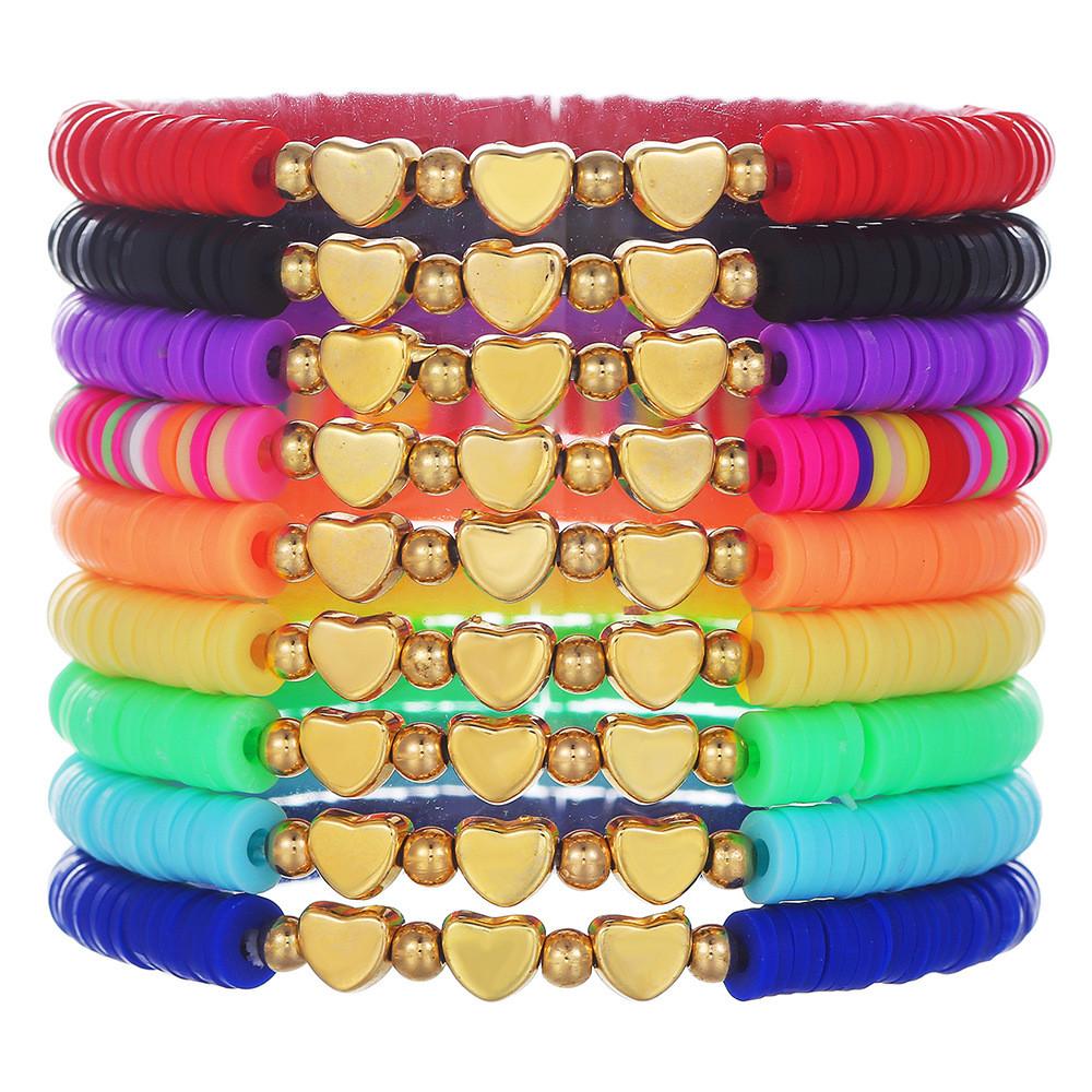 Boho-Armbänder Set Mit bunten runden geometrischen Acryl-Design Für Frauen