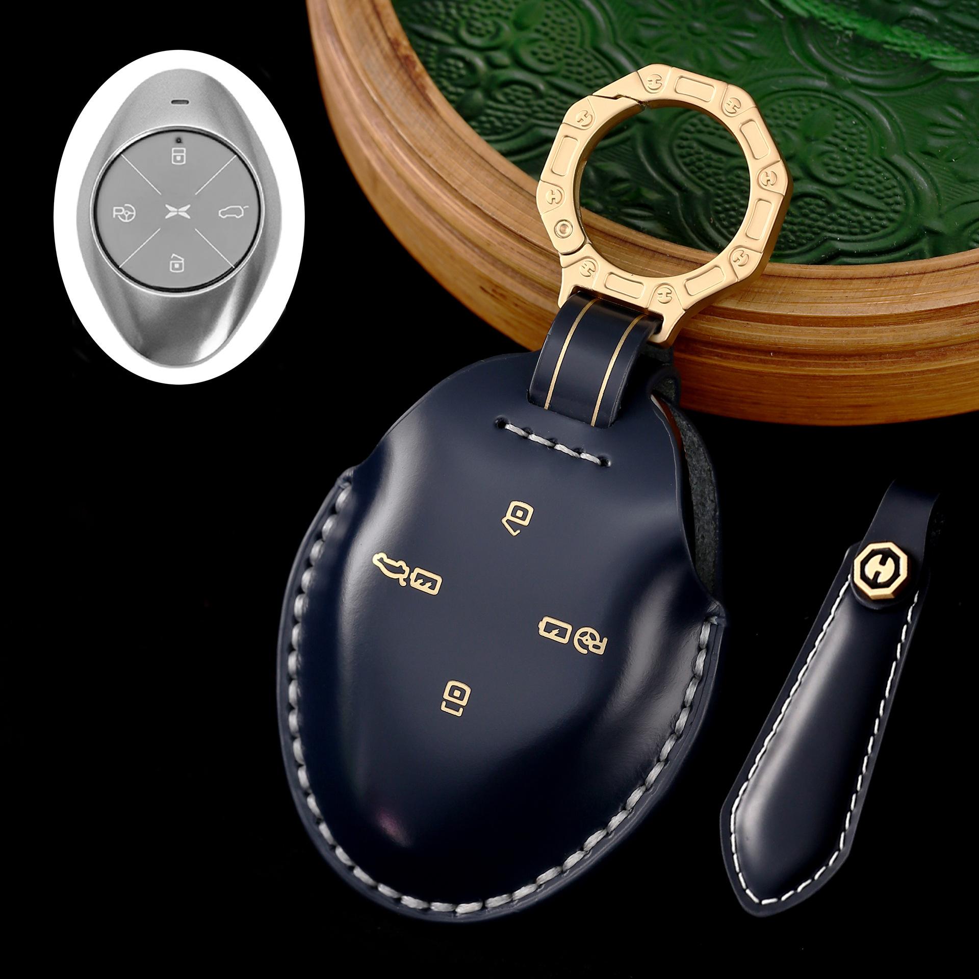 

Applicable to 22 Xiaopeng p7 key sets, p5 cars, 20 g3 high-end personalized cases, g3 key bags, genuine leather men s and women s buckles