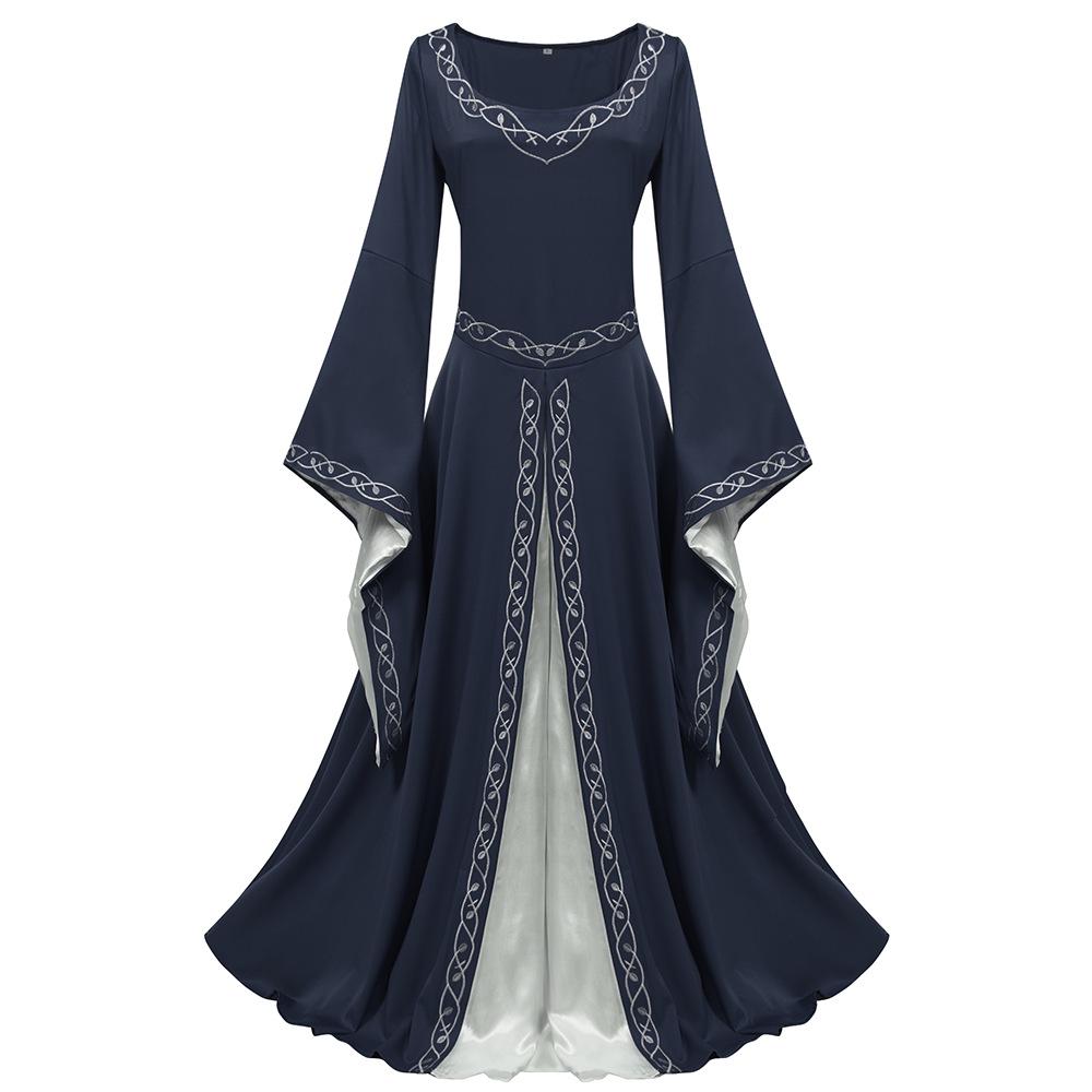 Abito da Donna Medievale Europeo a Maniche a Campana Color-Block