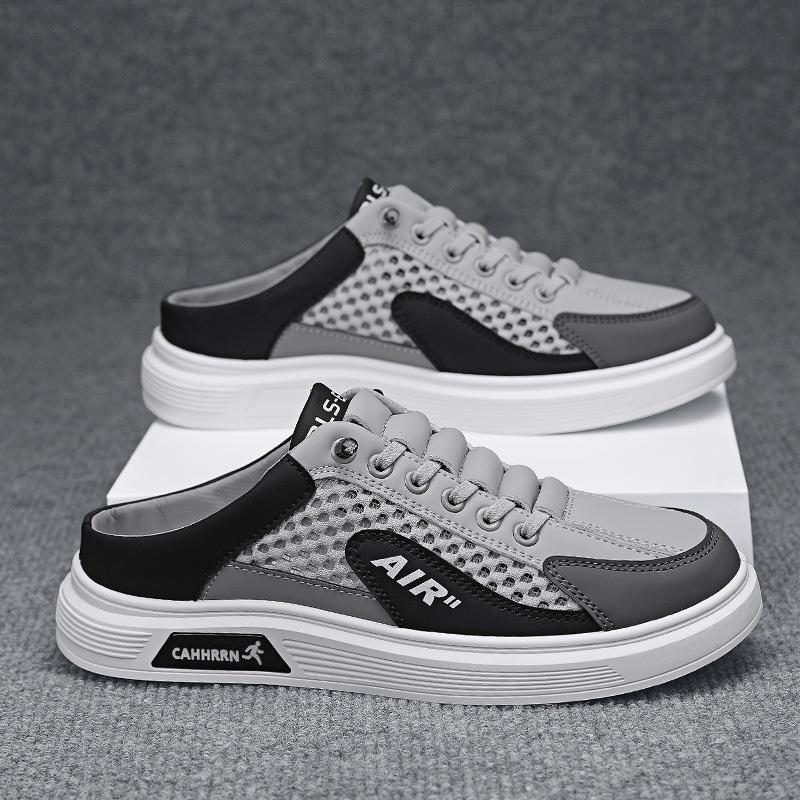 Men's Breathable Mesh Half Slipper Sneakers Casual Slip-On Backless Walking Shoes