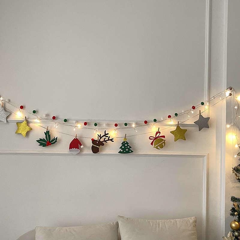 Christmas Felt Garland: Tree, Flower & Flag Decorations Set