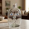 Pumpkin Wine Bottle with Human Face Creepy Cute Spooky Wine Bottle Unique Evil Smirks Fun Face Bottle for Halloween