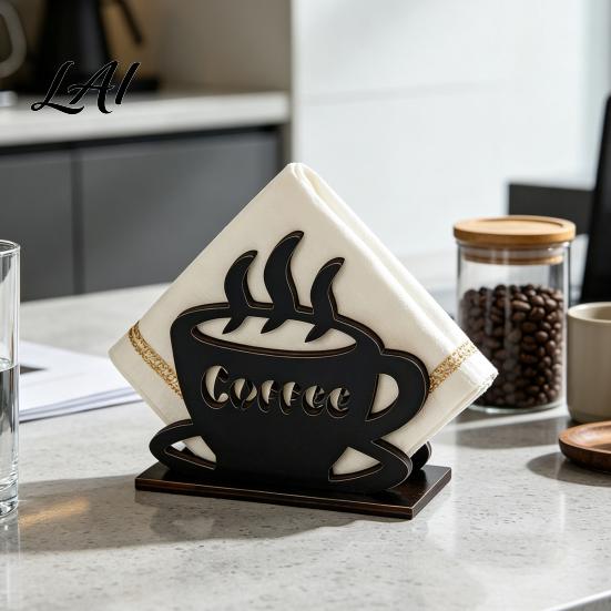 Nordic Style Tissue Storage Stand Rustic Wooden Napkin Holder Free Standing Paper Dispenser Modern Simple Fashionable for Dining Table Coffee
