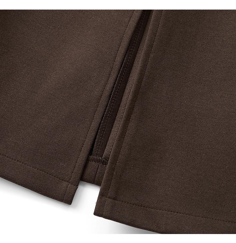 Women's Coffee Wool-Blend A-Line Skirt: High-Waisted, Slimming, Back Slit for Autumn/Winter 2025.