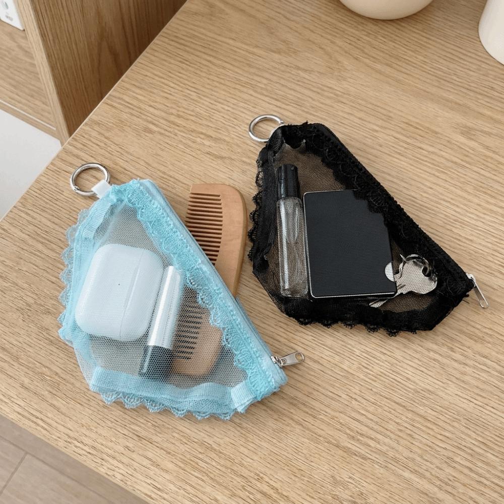 Lace Trim Briefs Shape Cosmetic Bag Mesh Makeup Storage Pouch Unique Jewelry Organizer  Headphones