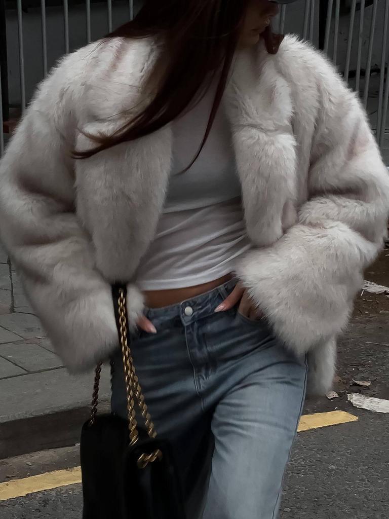 2024 European & American Women's Solid Color Faux Fur Loose Streetwear Coat