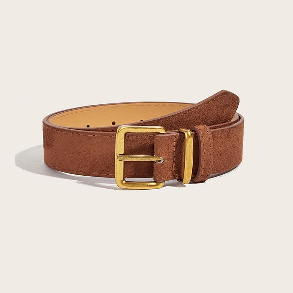 Trendy Pin Buckle Waistband Maillard Style Business Waist Strap Suede Leather Wide Belt Gifts