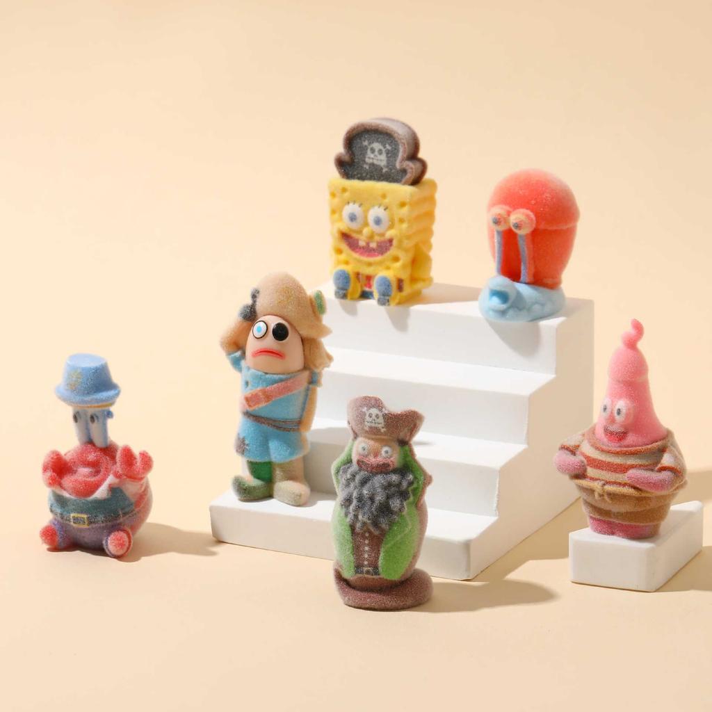 6 Stück/Set Spongebob Schwammkopf Anime Figuren Spielzeug Suche nach Schwammkopf Peripherie Beflockt Sammlerstück Modell Puppe Fans Geschenk