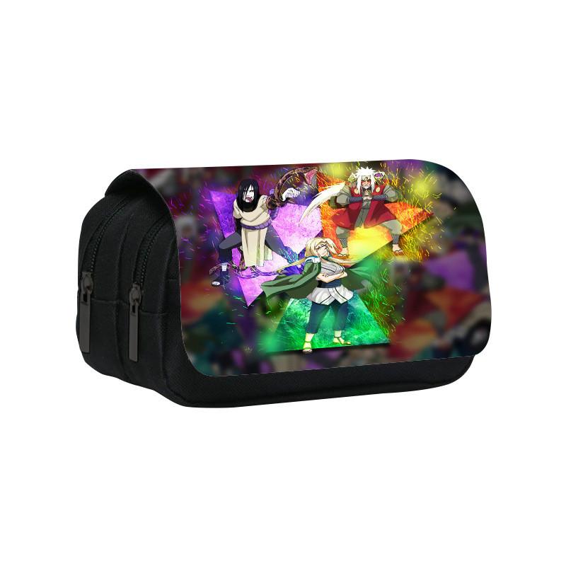 Naruto Shinobi Printed Twin Compartment Pen Pouch With Waterresistant Nylon For Students