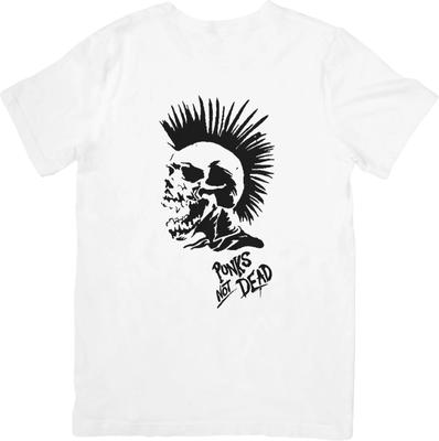 Punks not Dead Hudba Unisex Střih pro Muže a Ženy Kvalitní Bavlněné Tričko Bílé.