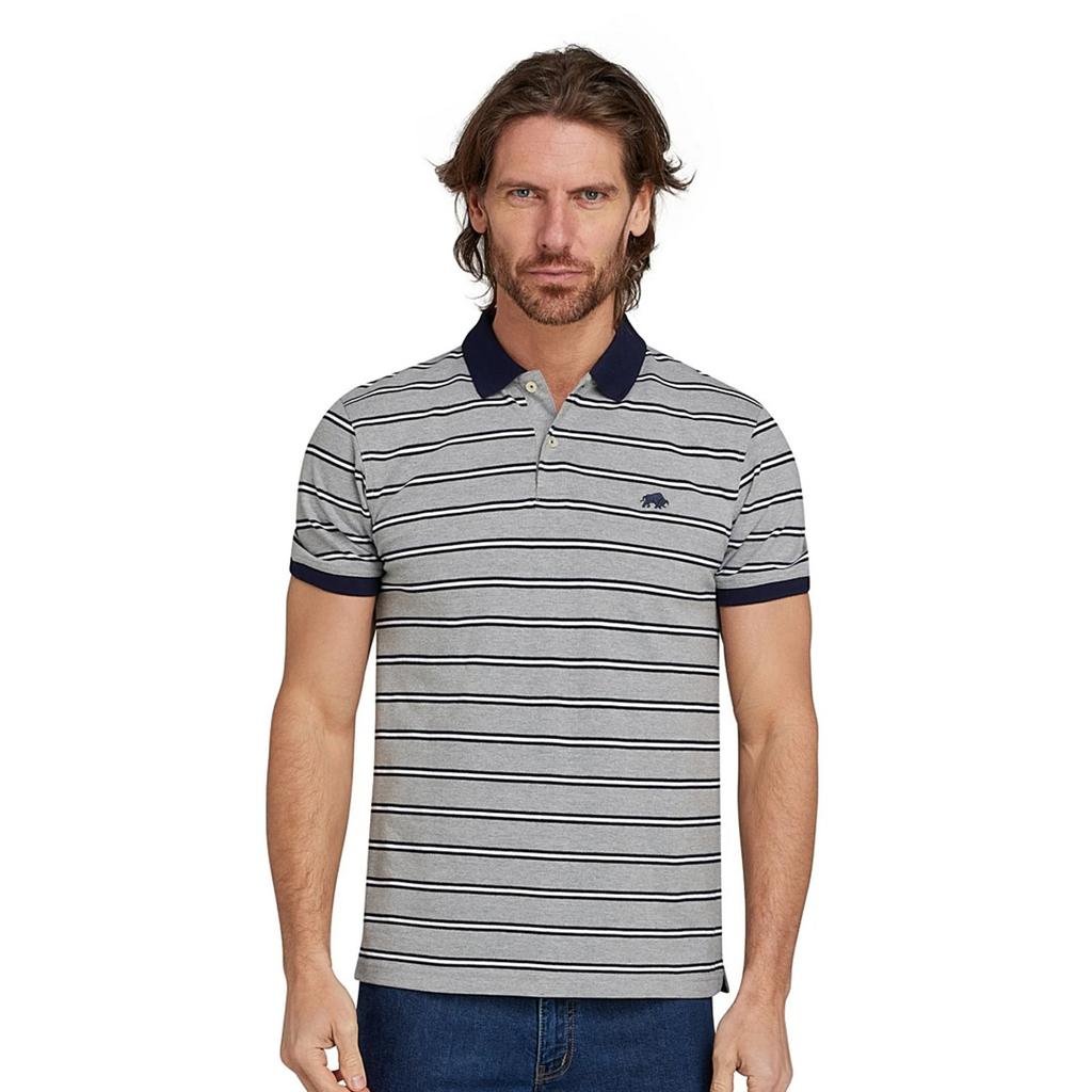 Raging Bull Mens Tram Stripe Pique Polo Shirt