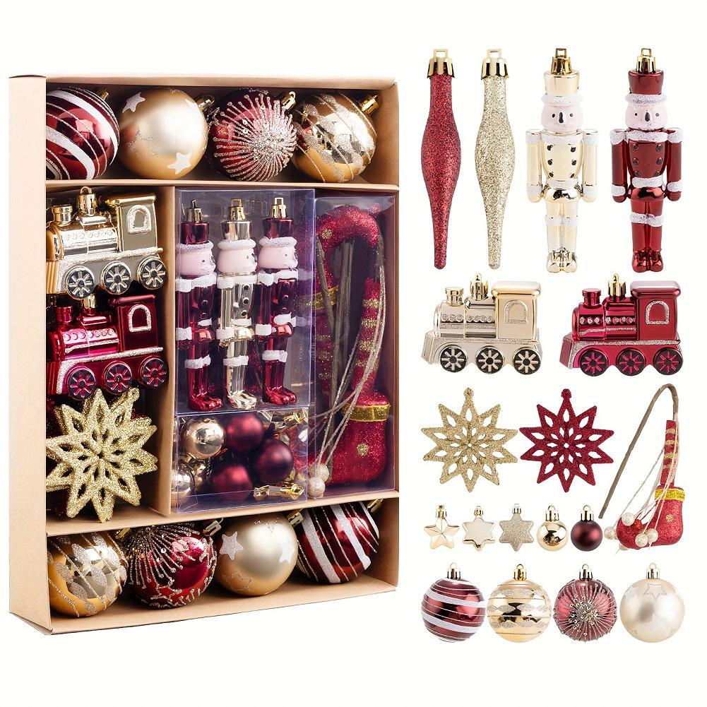 50Pcs Christmas Ball Ornaments Set Decorative Christmas Tree Hanging Decors Red and Golden Xmas Tree Pendants for Home Decor
