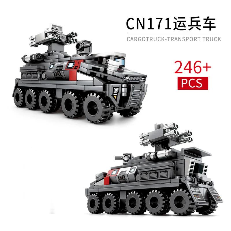 Putování Zemí Model Stavební bloky MOC Typ krabice Transportér vojska Inženýrské vozidlo Voják Obrněné vozidlo Hračky pro děti Dárky