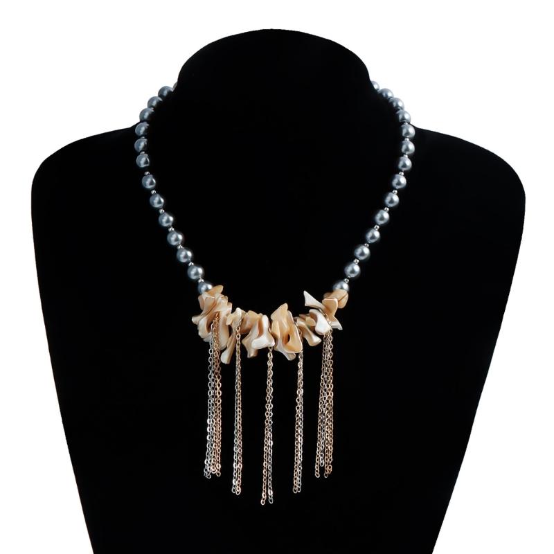 Artistic Shell And Fringe Layering Chokers Necklace With Glass Beads For Women Elegant Jewelry Gift