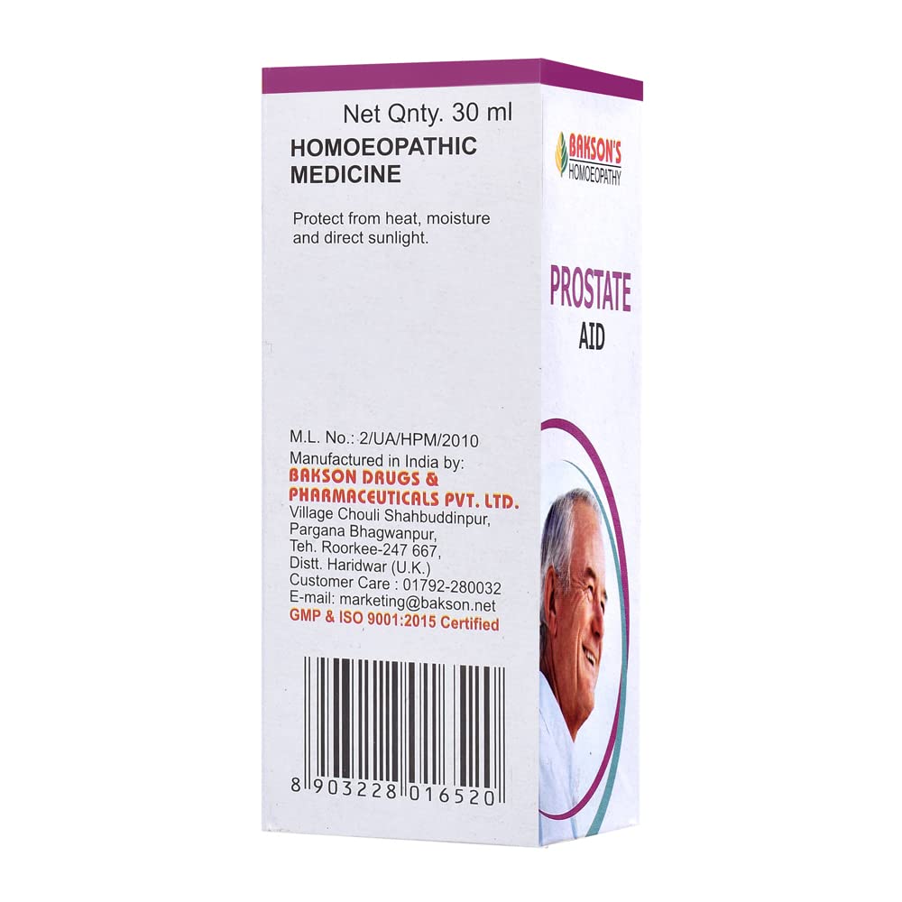 Bakson 's Homoeopathy Prostate Aid Drops 30 Ml Pack of 1 for Natural Prostate Health Support and Urinary Flow