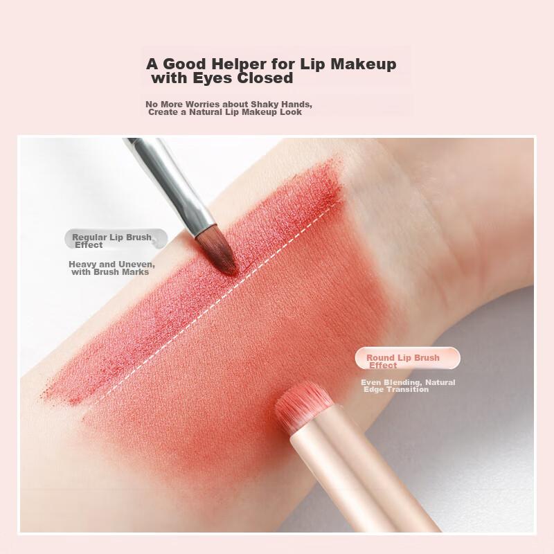 UPLUS Lip Brush with Lid, 2 Pieces, Round Blending Brush, Makeup Brush, Concealer, Lipstick Brush