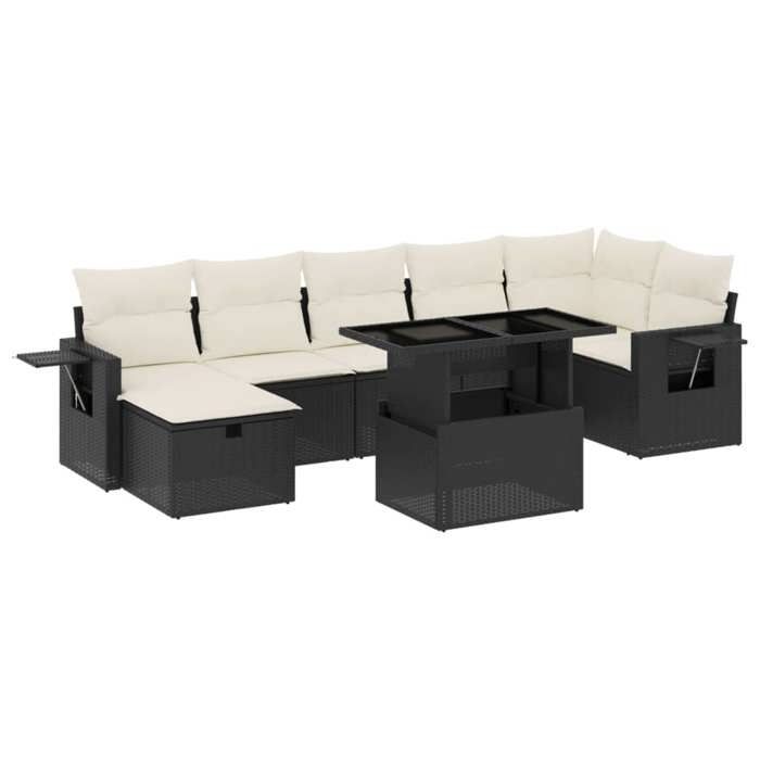 VidaXL Garden Lounge Set 8 Pcs with Cushions Black Wicker, Outdoor Sofa Set, Garden Lounge Set, Set 3274986