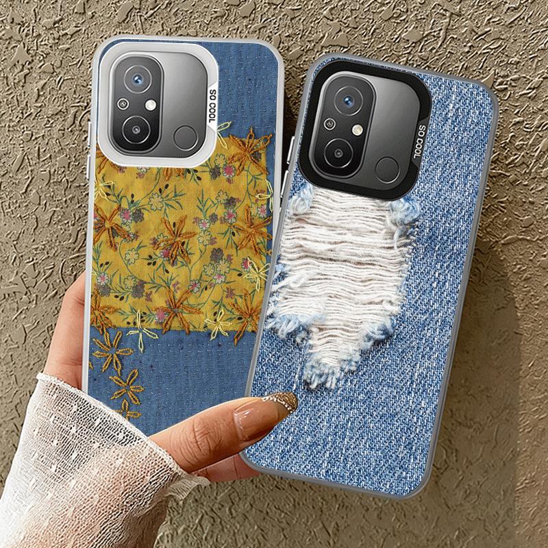 Retro-Denim-Muster Weiche Handyhülle für Xiaomi Redmi 15C 15 14C 13C 12C Poco X5 X6 X7 Pro X3 F8 F7 Ultra M8 13 12 Hülle Rückseite Sie