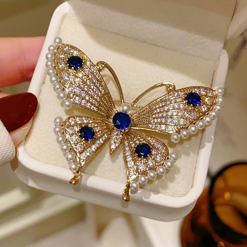 Rhinestone Butterfly Brooch For Women Versatile Enamel Insect Lapel Pin Banquet Party Corsage For Coat Dress Jewelry Accessories