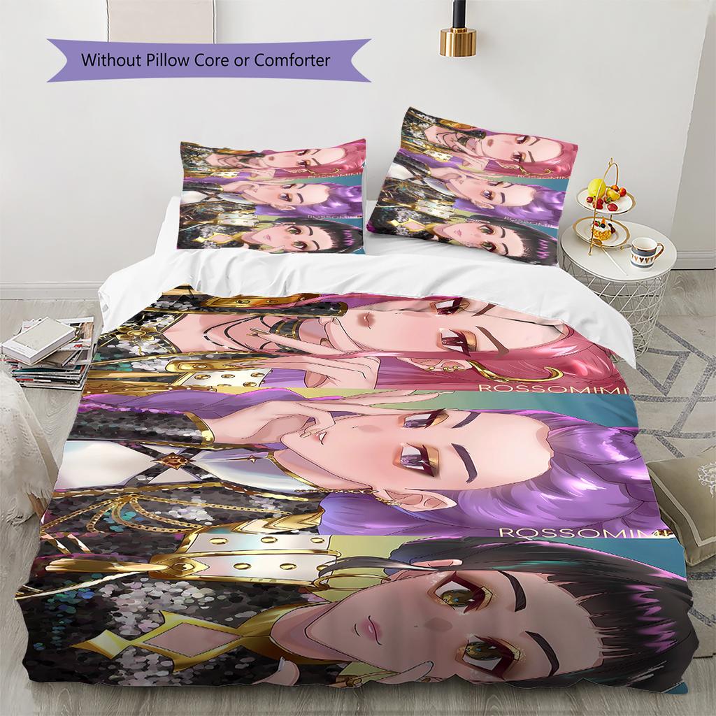 Pościel z wzorem Łowców Demonów K-pop, Zestaw kołdry Poszewka na kołdrę Poszewka na poduszkę Domowy prezent urodzinowy (1 * poszwa na kołdrę + 2 * poszewki na poduszki, bez rdzenia)