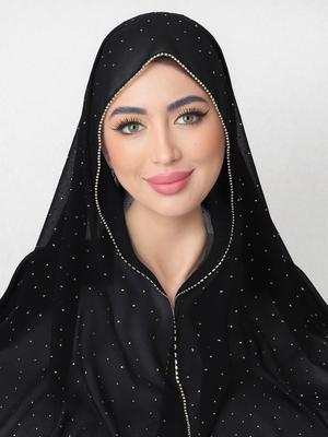 Chiffon Strass Hijab Moslim Gouden Rits Sjaal Arabisch Vrouwelijk Effen Hoofddoek Lange Sjaal Hoofddoek Islamitische Foulard
