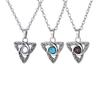 Stainless Steel Men's Retro Necklace with Star Moon Turquoise Pendant (PN-2111)