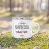 Super Maitre French Printed Mugs Creative Coffee Cups Drinks Water Enamel Camping Cup School Handle Drinkware Gifts for Teacher