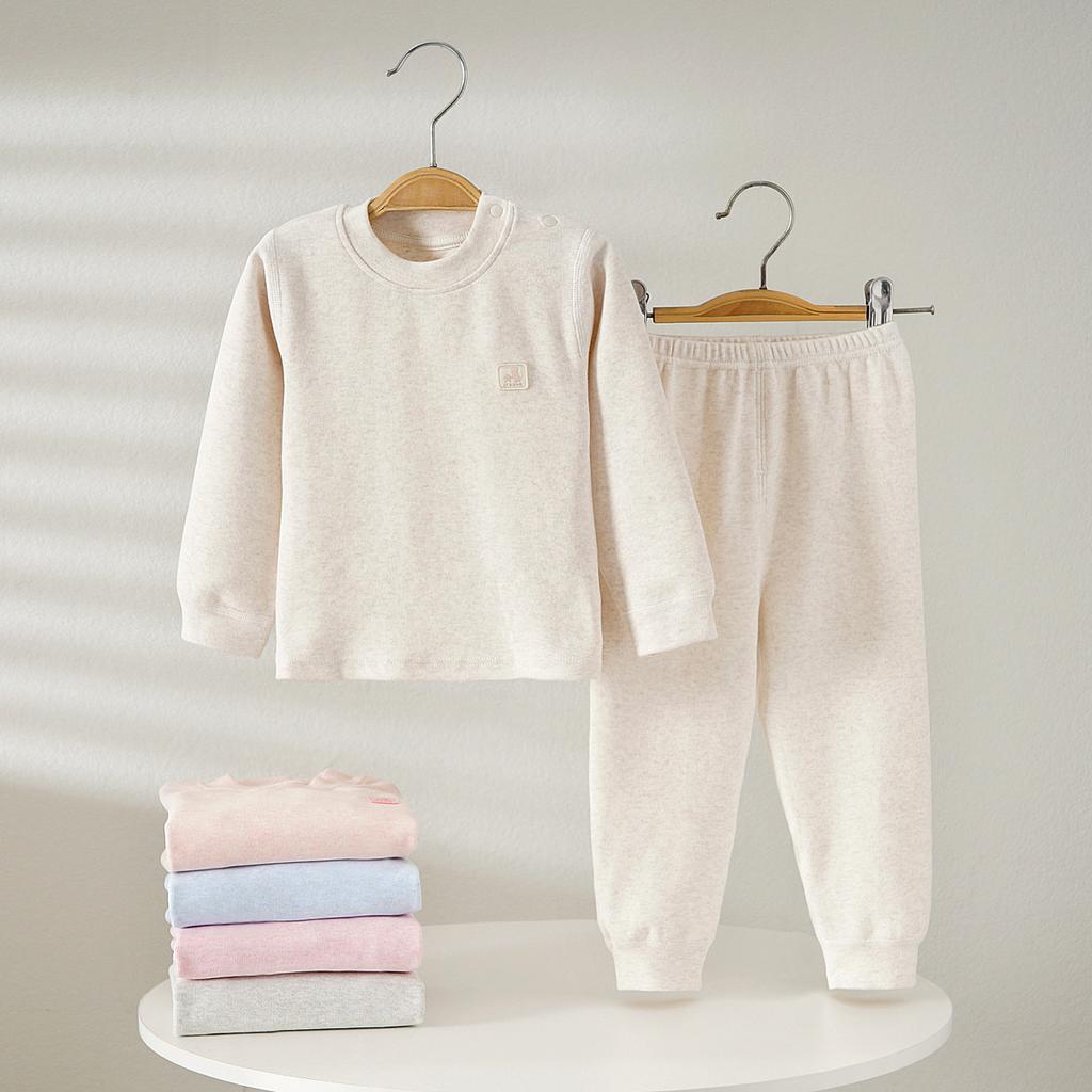 Children's Thermal Underwear Set: Cozy Fleece for Fall/Winter, Sizes 66-175, Pure Cotton, Unisex.