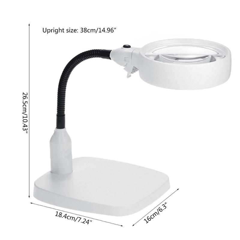 10-fache Lupenleuchte Lupe mit Licht & Ständer Freihändige Lupe mit 6 LED-Lichtern Kompatibel für m/ Arbeit, Lesen