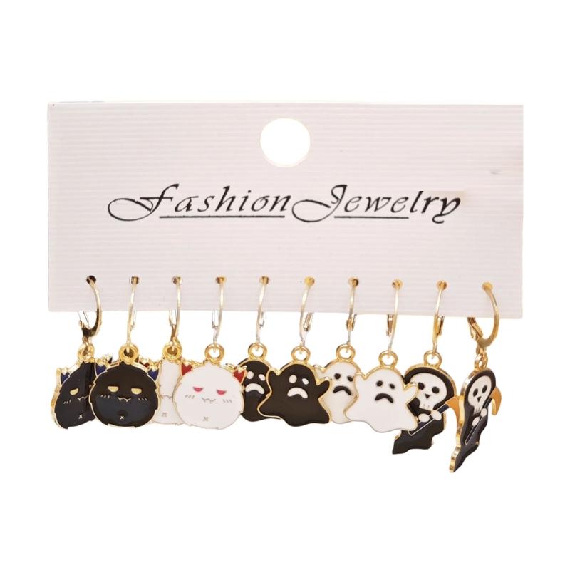 Fashionable Halloween Pumpkin Black Cats Dangle Earrings Festival Charm Syurdy Alloy Jewelry Accessory for Parties
