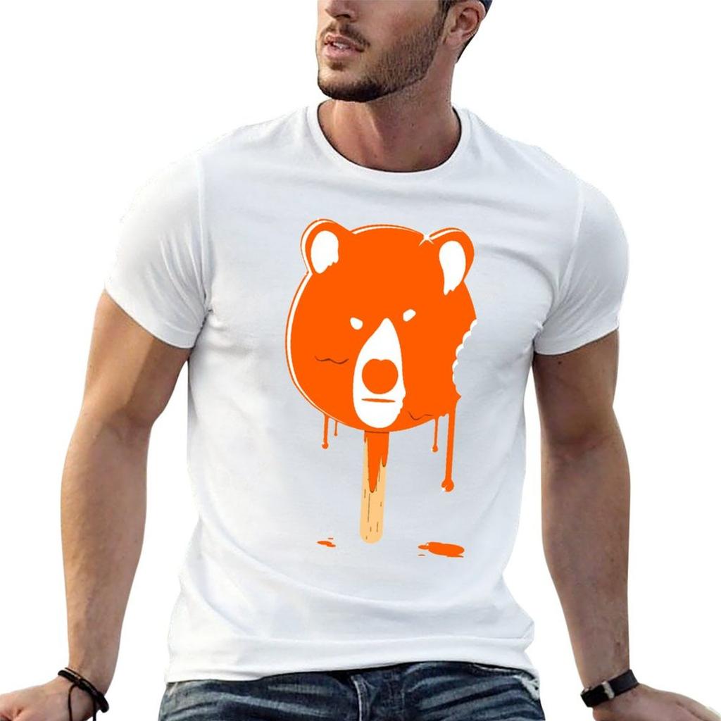 Melting Orange Ice Cream Bear TShirt T Shirts Cotton Funny T Shirts Cotton T Shirts for Unisex Graphic Funny Tshirt