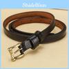 Genuine Leather Womens Narrow Belt With Metal Buckle For Dress And Casual Outfits