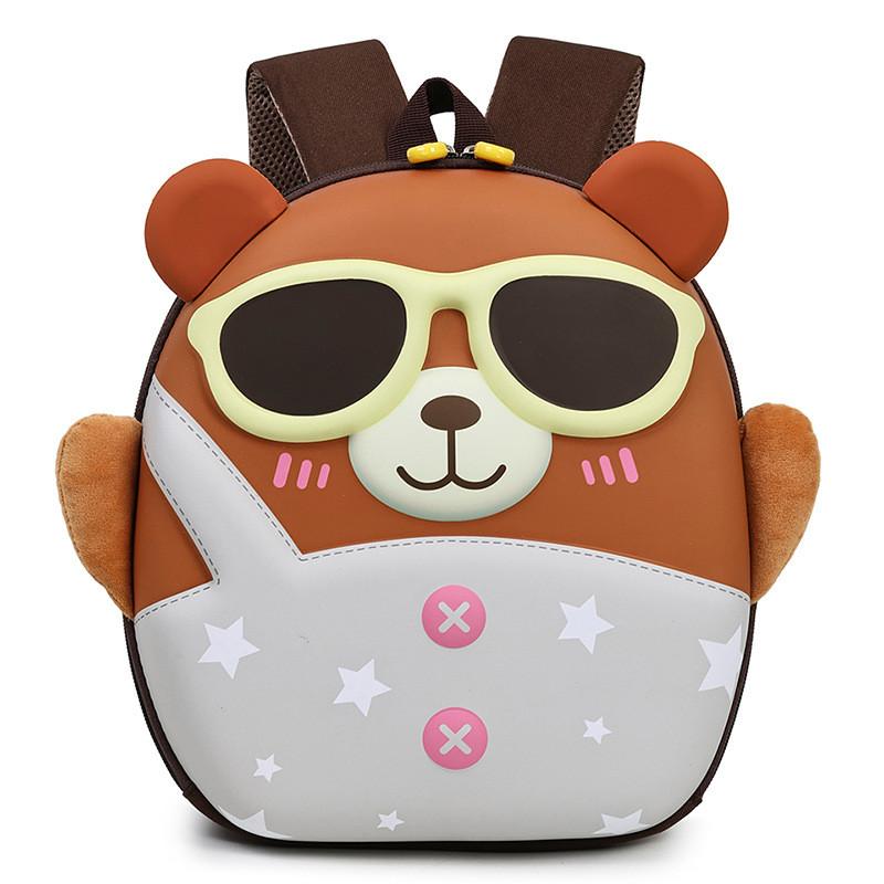 Sunglasses Cartoon Cute Bear Shaped Hard Shell Children Backpack For Use Daily
