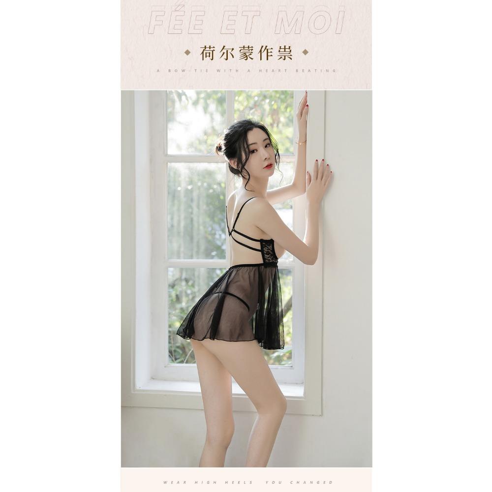 Sexy Pajamas Women's Transparent Erotic Underwear Women's Steel Tray Gathers Open Panties Nightgown Passion Clothes Seduction Suit