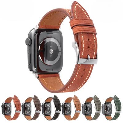 Applicable To Iwatch 1234567 Generation Watch Strap with First Layer Calfskin High-end Pin Buckle Watch Strap