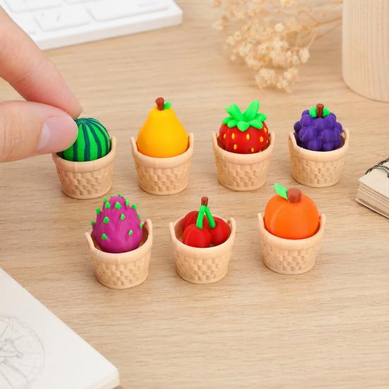 3D Printed Fruit Fidget Clicker Toy, Cute Press Button Sensory Toy, Miniature Fruit Basket Stress Relief Toy for Office Desk